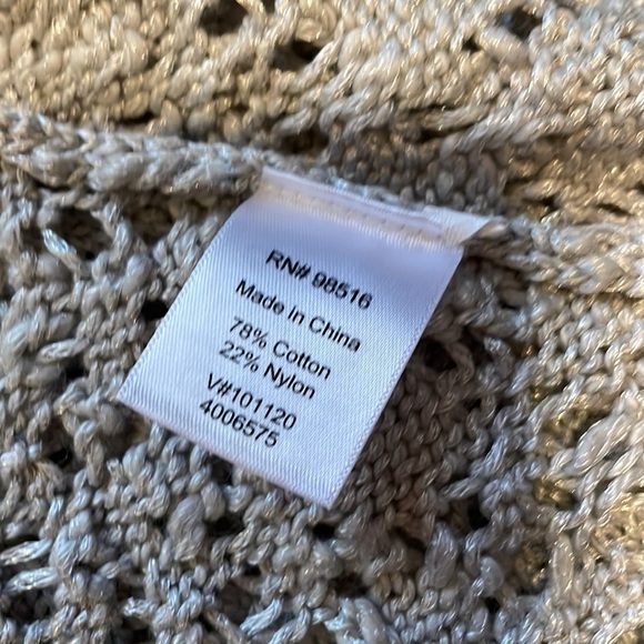 Coldwater Creek womens cardigan XXL  20w 22w crochet knit duster grey silver - Picture 6 of 8